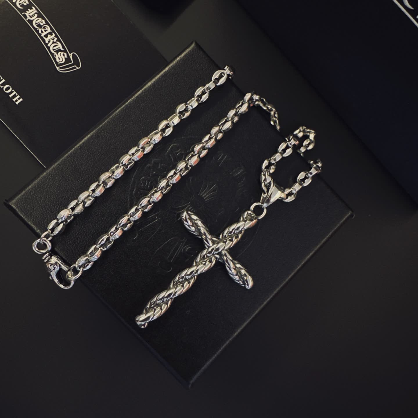 Chrome Hearts Silver Cross Pendant Necklace